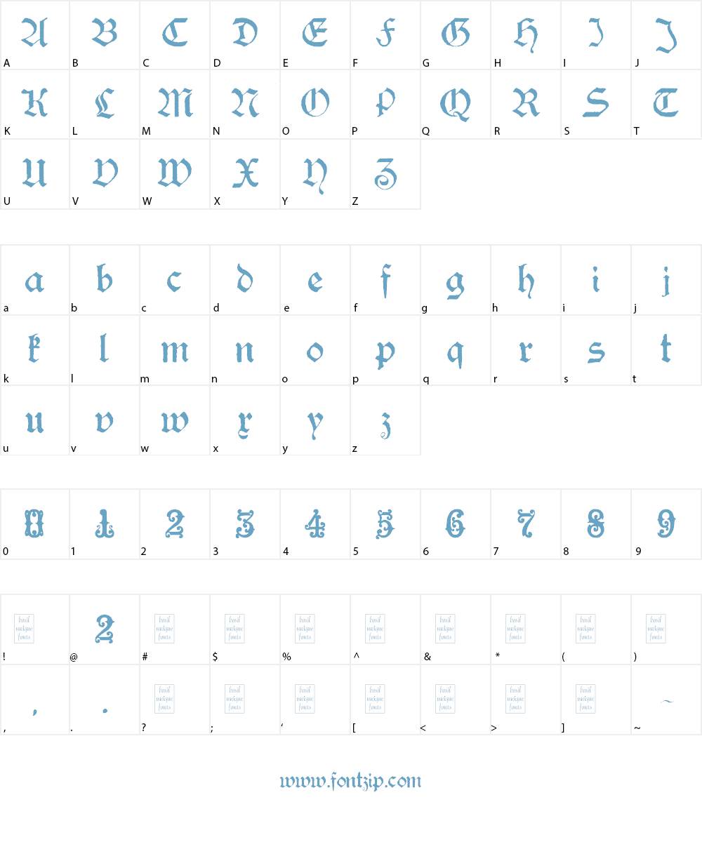 bu Gothic Hybrid Font Character